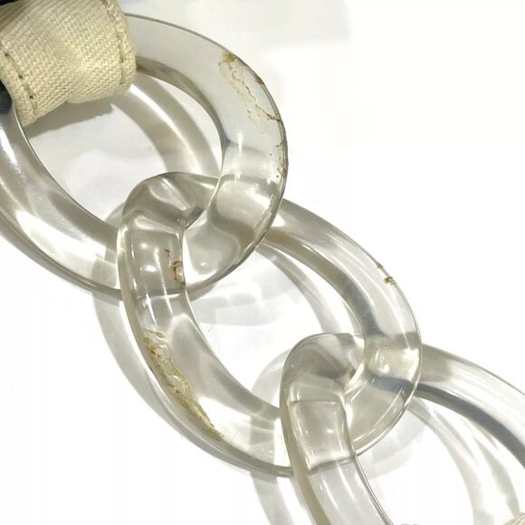 CHANEL By the Sea CC Mark Clear Chain Shoulder Tote Bag Canvas White x navy - Picture 5 of 12